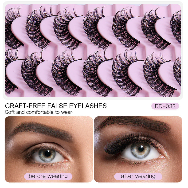 New DD Russian Large Roll Grafting Free False Eyelashes 10 Pairs Of Multi-Layer Thick Cross Mink Like Eyelashes - Korvel