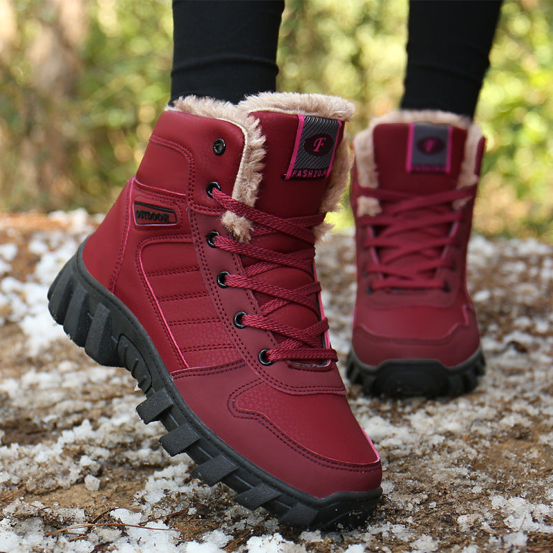 910 Lace-up Anti-slip Couple Snow Boots