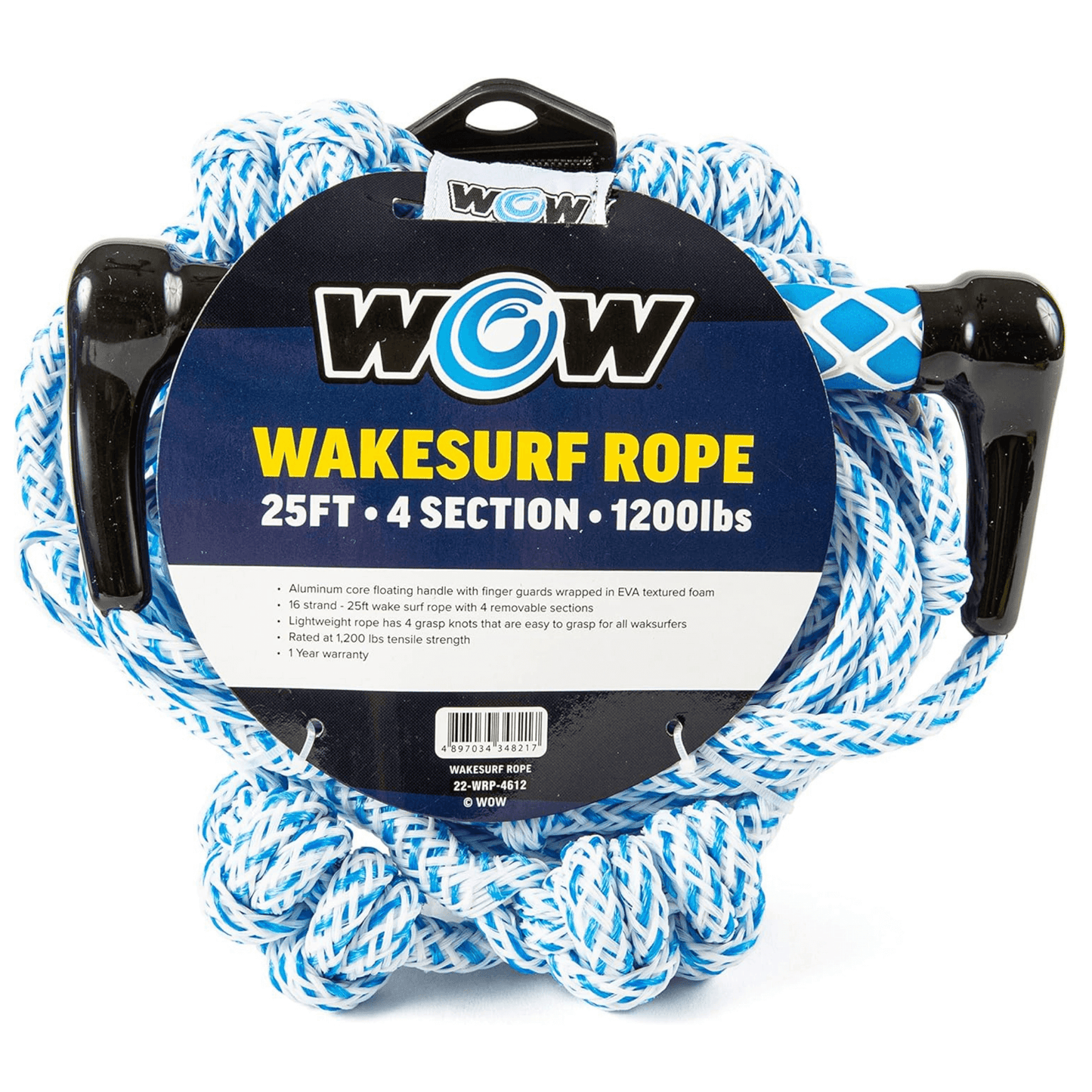 Cuerda de Wakesurf WOW Watersports de 25 pies y 4 secciones