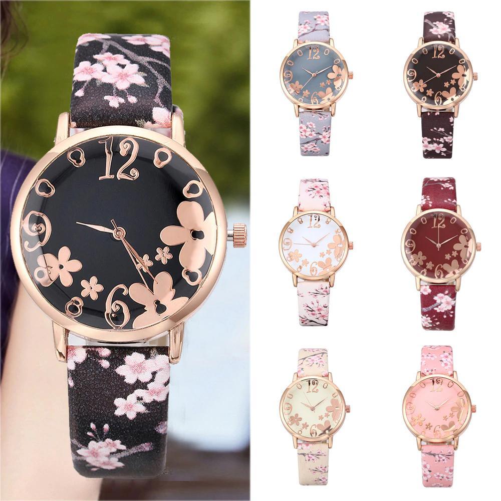 Montre à Quartz pour Femmes au Design Floral Élégant
