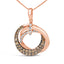 Collar de diamantes en forma de círculo entrelazado de oro rosa de 14 quilates