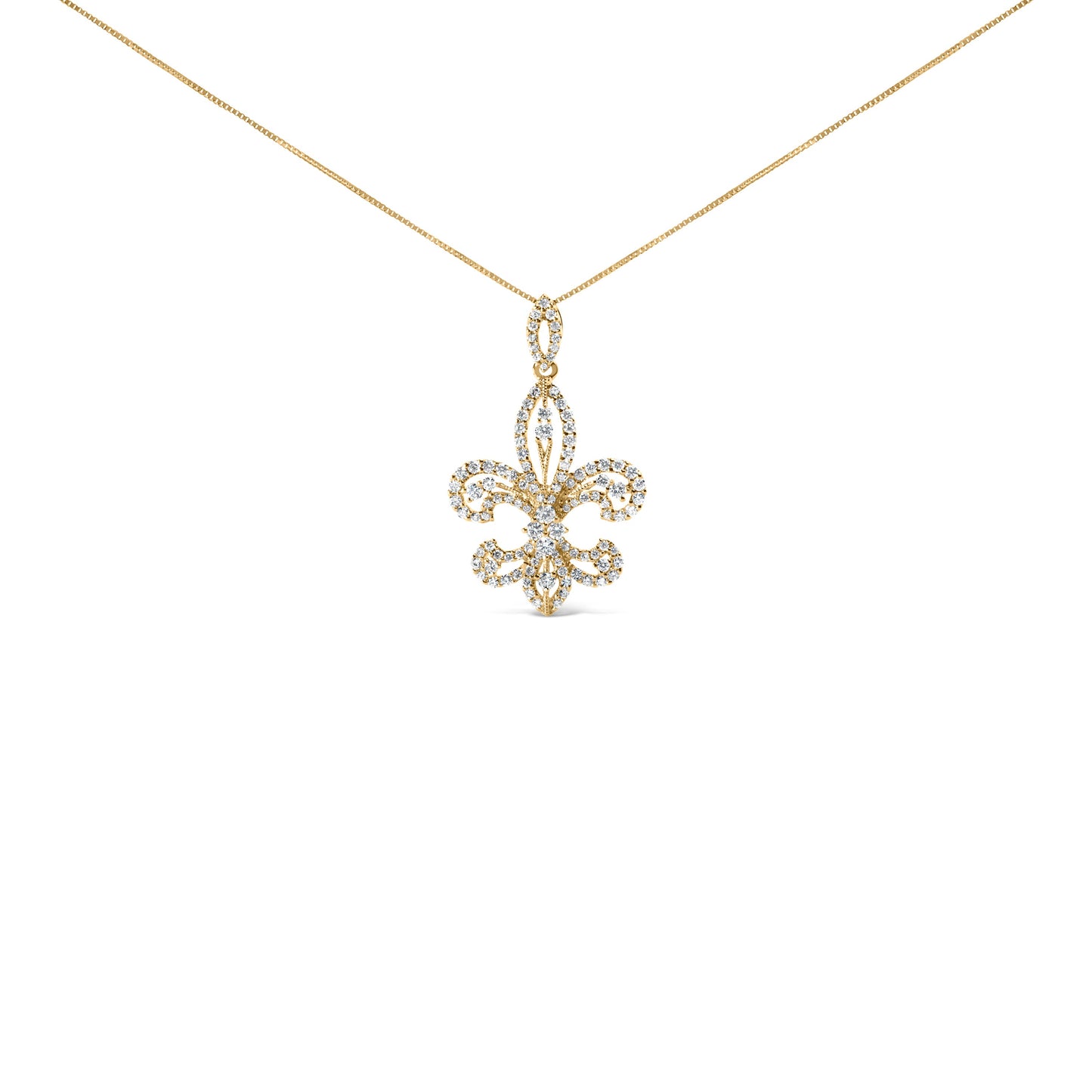 Collar con Colgante de Fleur De Lis de Diamante en Oro Amarillo de 14K