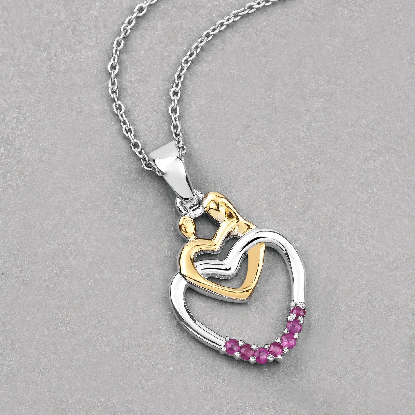 Colgante de Rubí Genuino de 0.14 Quilates en Plata Esterlina .925