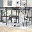 Twin Size Metal Loft Bed with Two Built-in Desks Black - Korvel