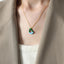 Two tone weight glazed design heart pendant titanium steel gold-plated necklace - Korvel