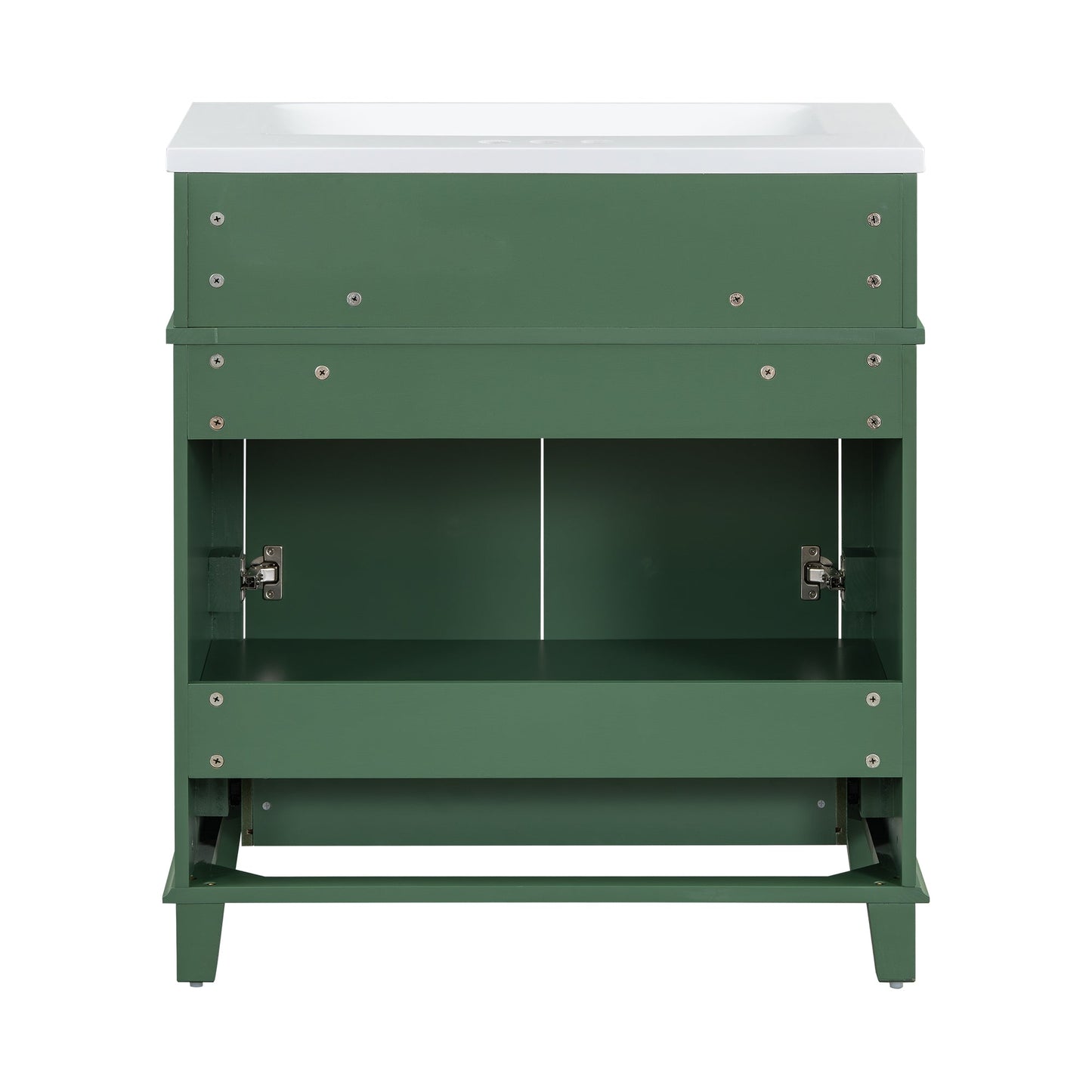 30 inch uncovered bathroom vanity with soft closed door, limited to solid wood frame bathroom storage cabinet green - Korvel
