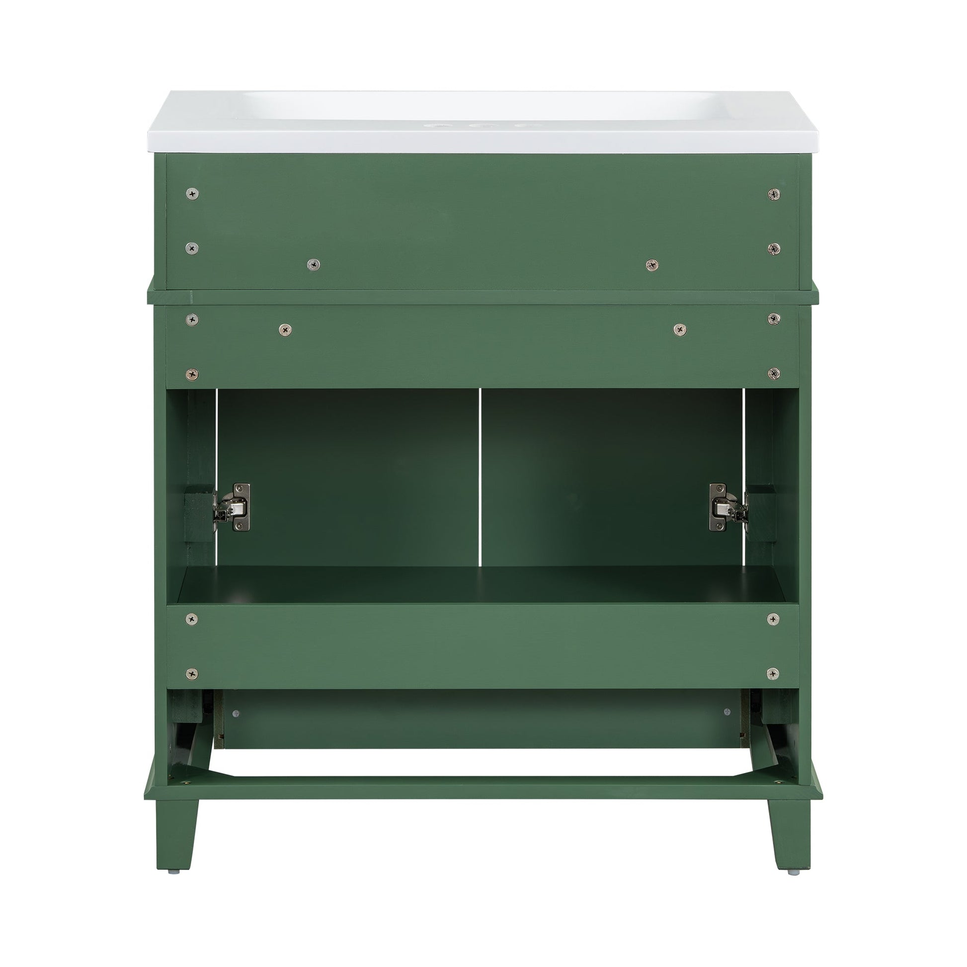 30 inch uncovered bathroom vanity with soft closed door, limited to solid wood frame bathroom storage cabinet green - Korvel