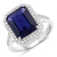 Bague de fiançailles en or blanc 14K avec iolite et diamant de 3,70 carats