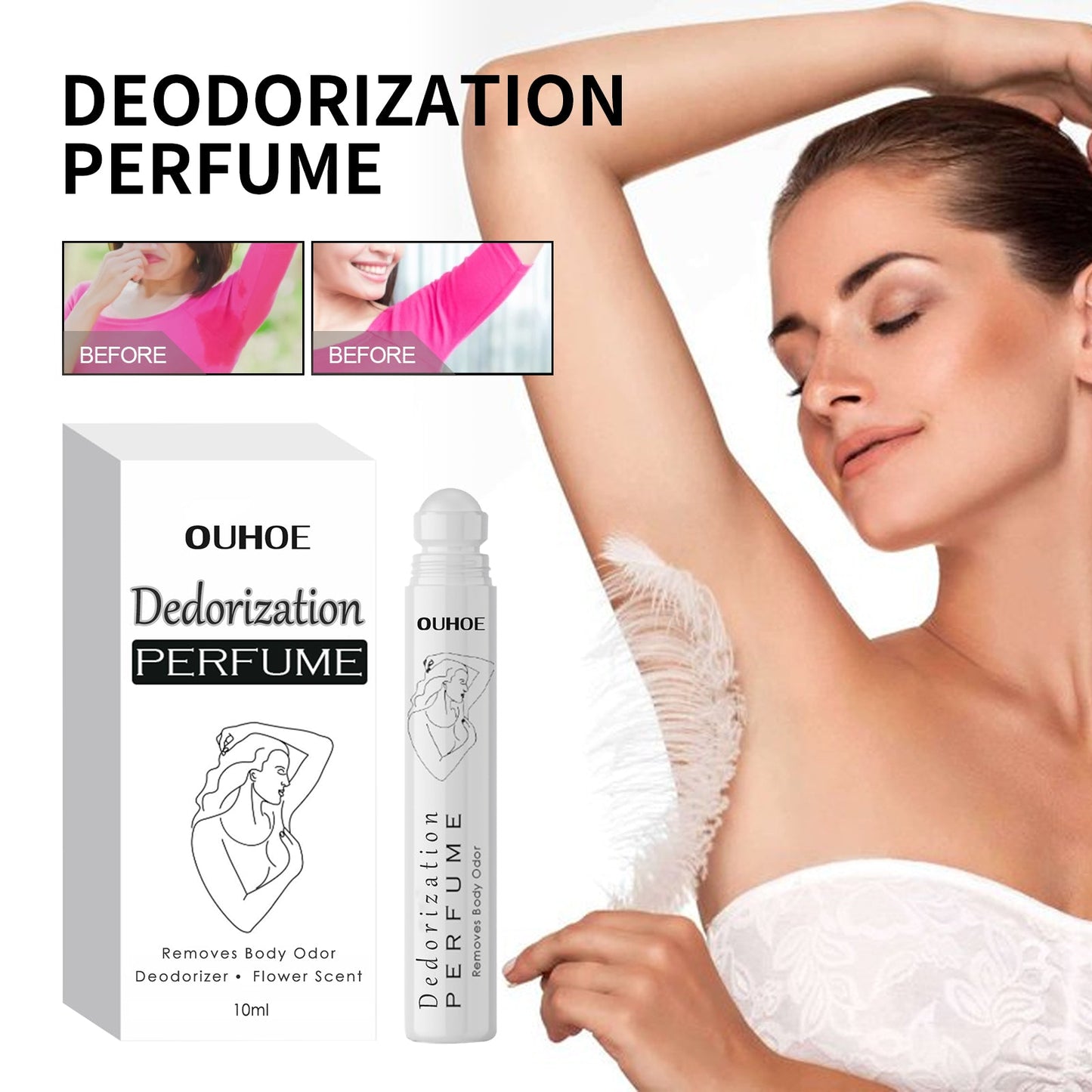 Deodorant Roll-On Perfume, Relives Underarm Body Odor Refreshing Anti-Perspirant Natural Fragrance Portable Perfume - Korvel