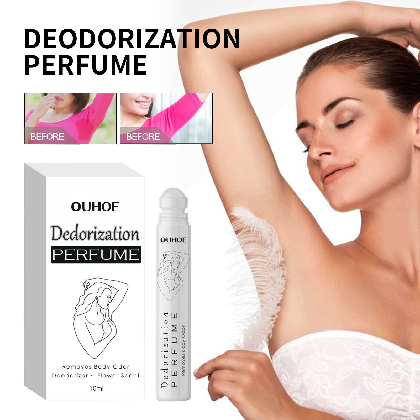 Deodorant Roll-On Perfume, Relives Underarm Body Odor Refreshing Anti-Perspirant Natural Fragrance Portable Perfume - Korvel