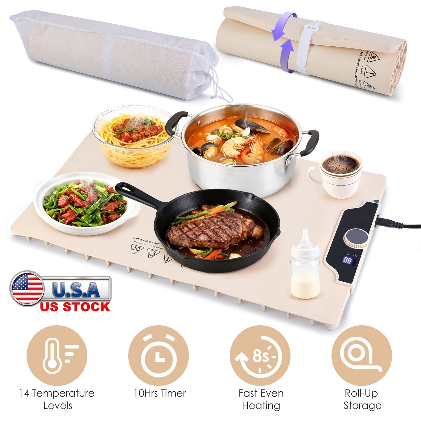 Premium Electric Food Warming Mat - 23.6x15.8 Inches