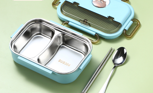 Boîte à lunch compartimentée en acier inoxydable micro-ondable premium