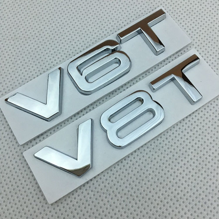 Suitable for Audi V6T V8T metal logo A4LA6LS7Q5Q3 displacement personalized modification leaf plate car sticker - Korvel