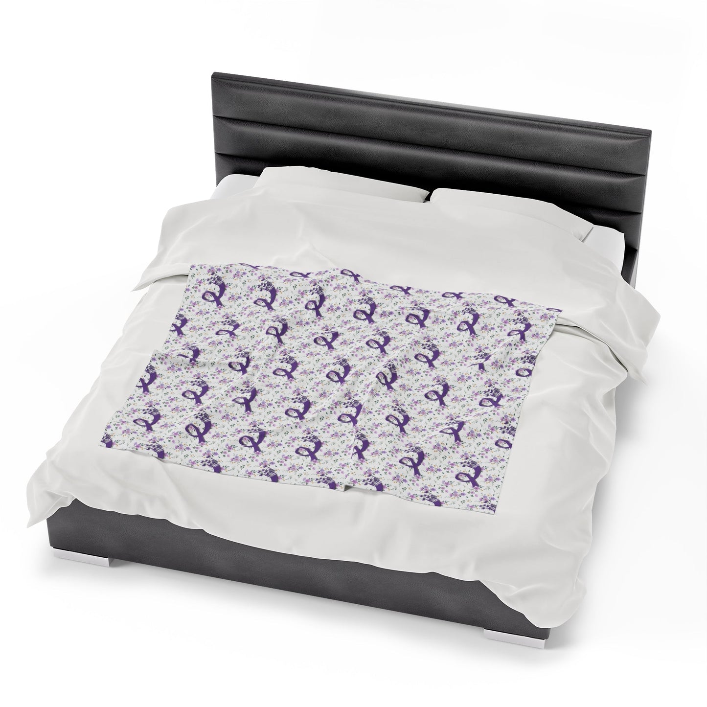 Couverture en velours à fleurs violettes