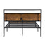 Queen Size Metal Platform Bed Frame with Wooden Headboard and Footboard with USB LINER - Korvel