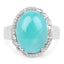 7.86 Carat Genuine Amazonite and White Topaz Sterling Silver Ring