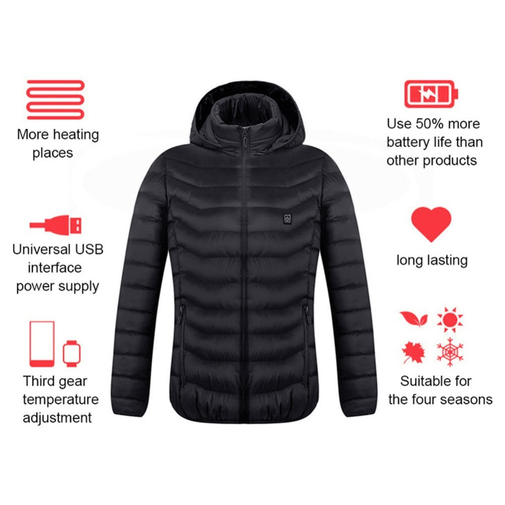 New Heated Jacket Coat USB Electric Jacket Cotton Coat Heater Thermal Clothing Heating Vest Men's Clothes Winter - Korvel