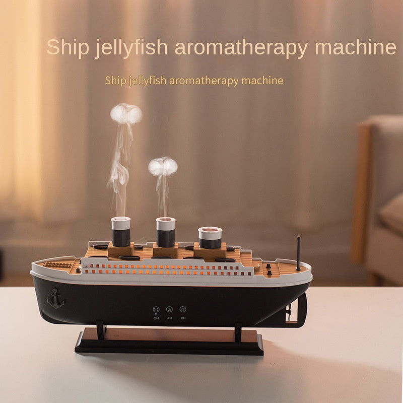 Simulated ship smoke ring aromatherapy machine desktop creative volcano spray jellyfish cruise fragrance humidifier - Korvel