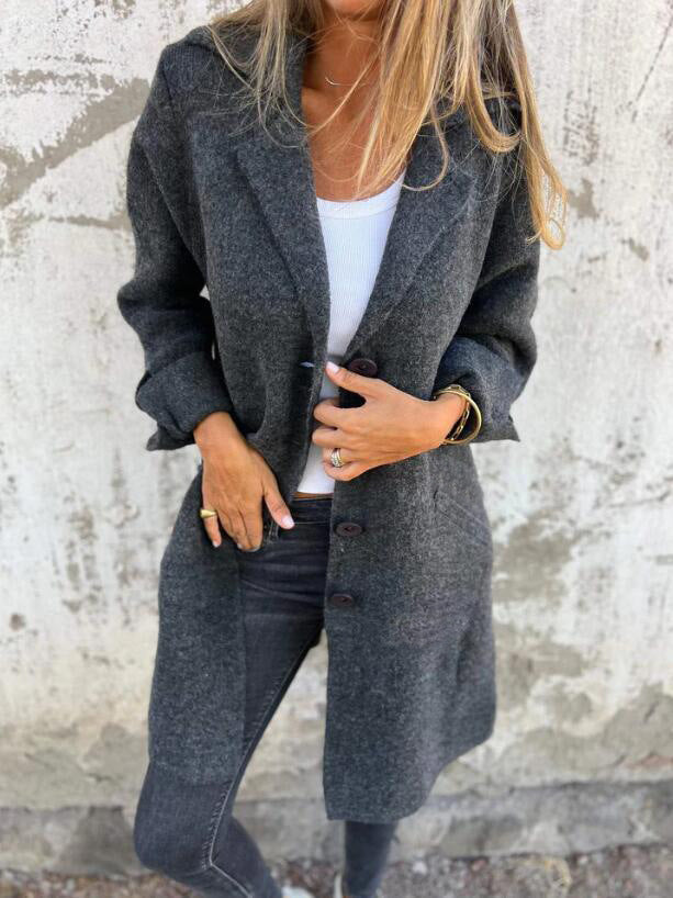 Lapel Single Breasted Cardigan with Pockets