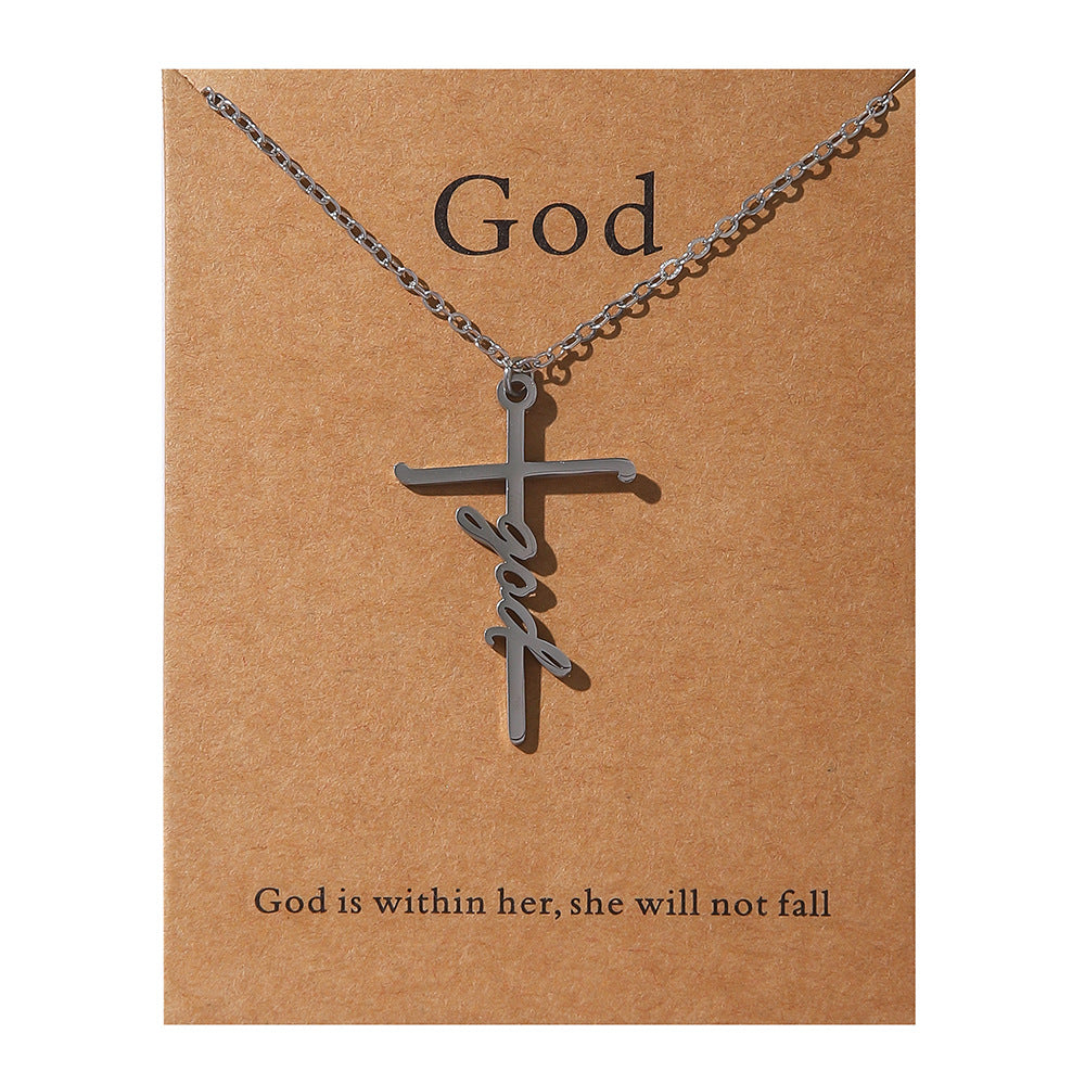 Faith Religious Gift Stainless Steel Cross Collarbone Chain Sweater Chain - Korvel