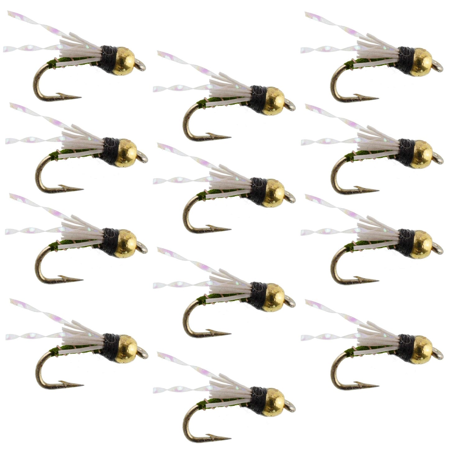 Premium Beadhead Olive 3 Dollar Dip Wet Flies - 12 Pack, Size 18 - Korvel