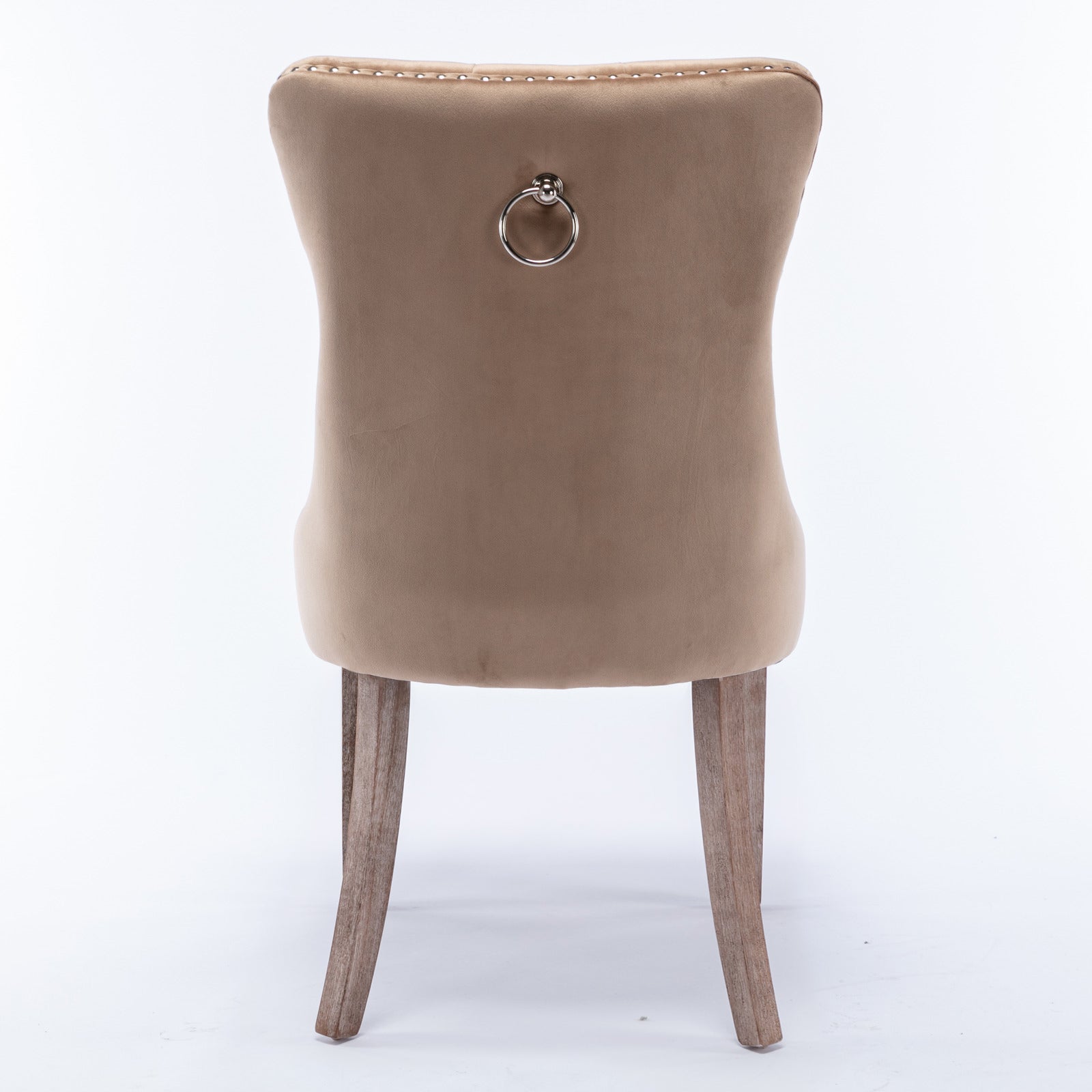 High-end Tufted Solid Wood Contemporary Velvet Upholstered Dining Chair with Wood Legs Nailhead Trim 2-Pcs Set Khaki - Korvel