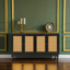 Handcrafted Premium Grain Panels Rattan Sideboard Buffer Cabinet Accent Storage Cabinet With 4 Rattan Doors BLACK - Korvel