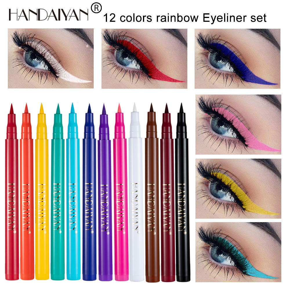 HANDAIYAN 12 Color Matte Eyeliner Set - Quick-Drying & Smudge-Resistant