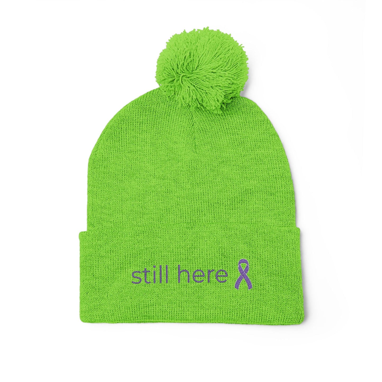 Gorro de Pom-Pom Still Here – Sombrero de Tejido para la Conciencia de la Epilepsia