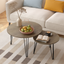 27.56'' Round Nesting Coffee Table Set of 2, Circular Nesting End Table Set  Sturdy Metal Base for Living Room, bedroom, Brown - Korvel