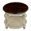 22 inch dual tone round head table, solid wood sofa side table with shelf, white and cherry tabletop - Korvel