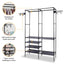 Freestanding Metal Garment Rack with Shelves and Hooks