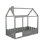 Cadre de lit en bois de taille twin avec clôture pour enfants - Gris