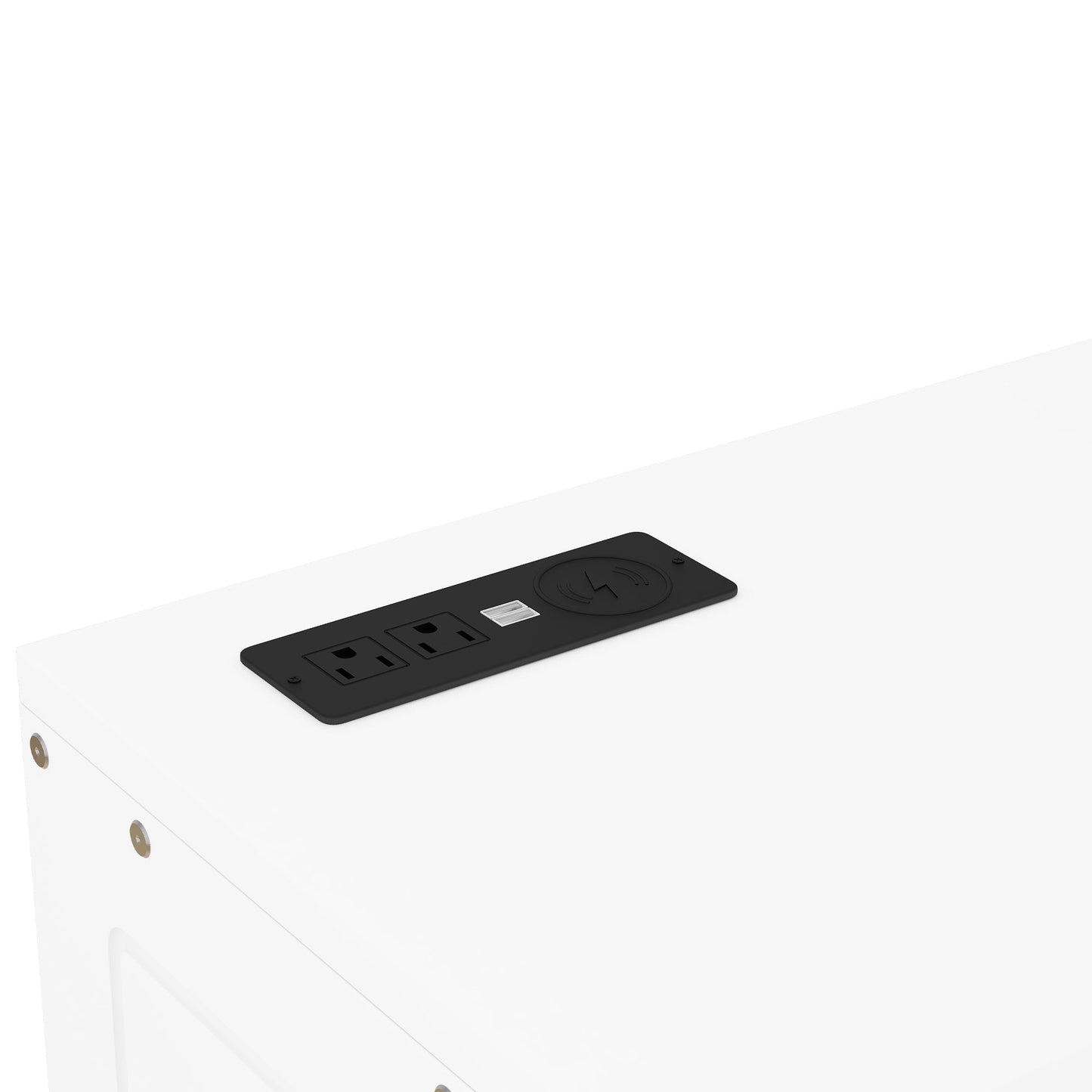 Lit Murphy Queen Size avec étagères et ports USB - Blanc