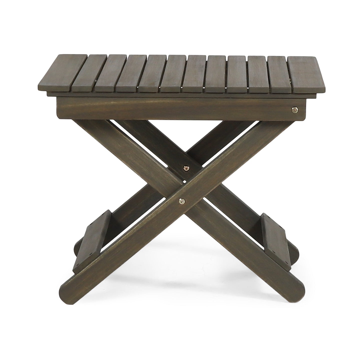 Outdoor Folding Wooden Side Table, Gray, 15"D x 22.75"W x 18.25"H - Korvel