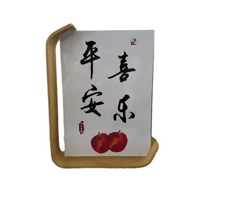 Double-Sided Acrylic Photo Frame with Leaf Carving