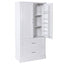 Tall Bathroom Storage Cabinet, Cabinet with Two Doors and Drawers, Adjustable Shelf, MDF Board, White - Korvel