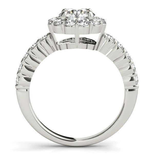 Bague de fiançailles en diamant motif floral en or blanc 14 carats