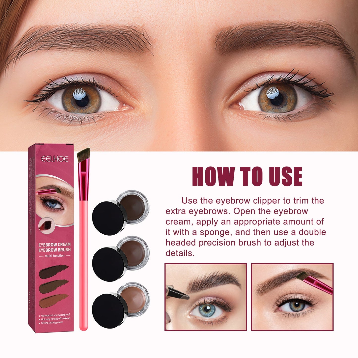Multifunctional Eyebrow Brush Set, Filling Shaping Tinted Eyebrows Smooth Eye Brow Makeup Set - Korvel