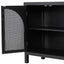 TREXM Large Storage Space Sideboard with Artificial Rattan Door and Metal Handles for Living Room and Entryway (Black) - Korvel