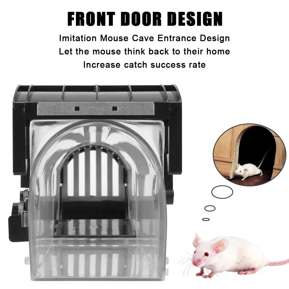 Safe Firm Humane Reusable Plastic Rodents Trap Household Mouse Catcher Smart Self-locking Mousetrap for Indoor Outdoor Garden - Korvel
