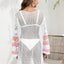 Openwork Contrast Long Sleeve Cover-Up