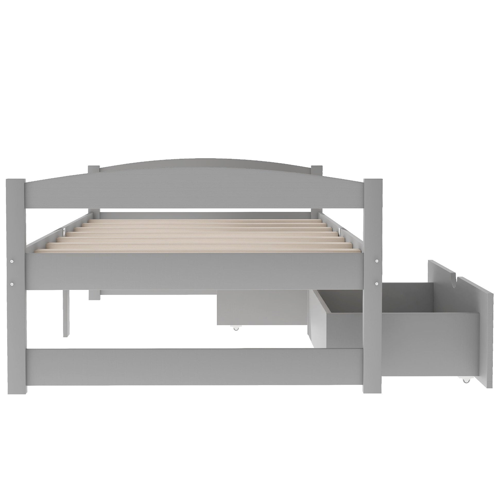 Twin size platform bed, with two drawers, gray - Korvel