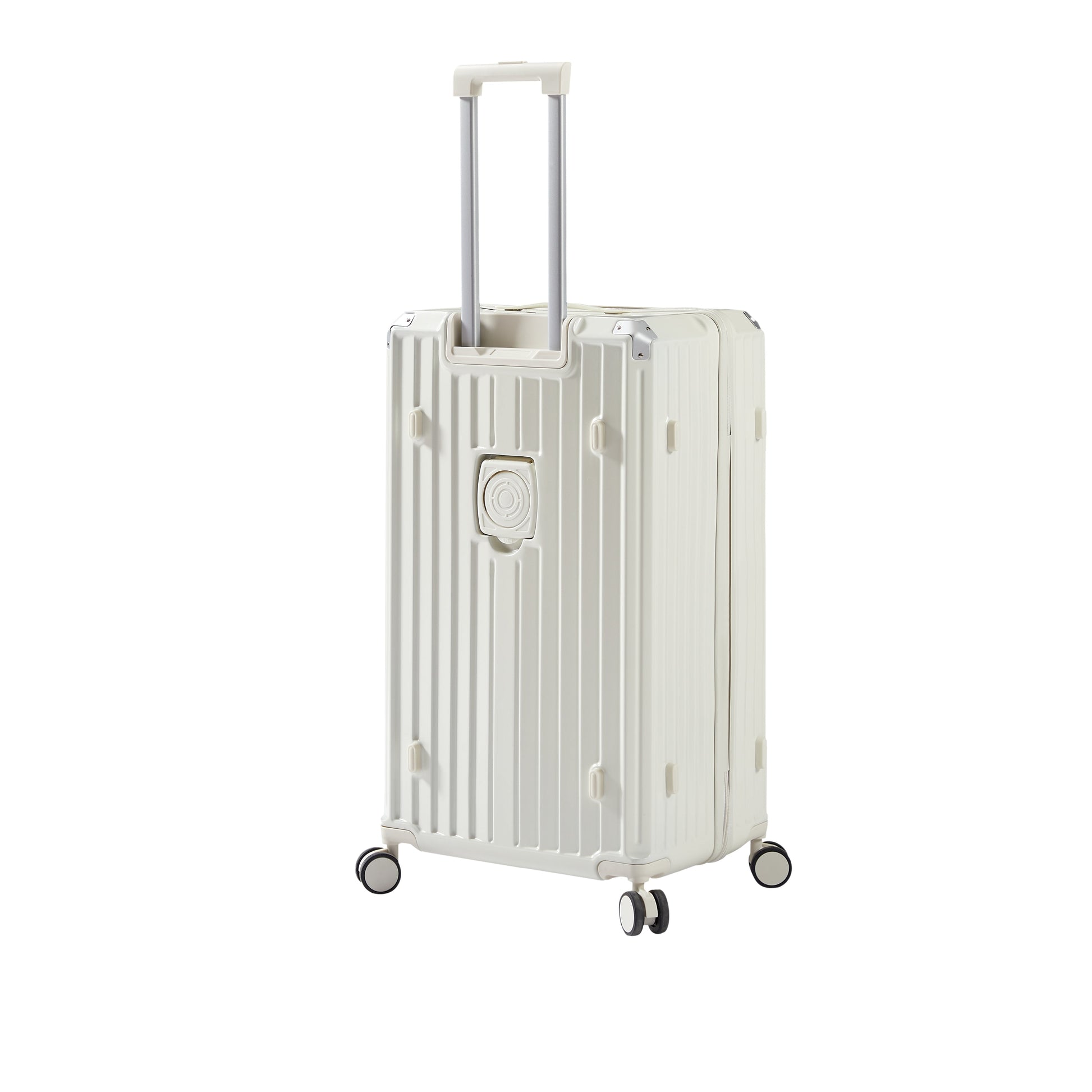 Luggage Set 4 pcs (20"/24"/29"/Travel Bag), PC+ABS Durable Lightweight Luggage with Collapsible Cup Holder、 TSA Lock, White - Korvel