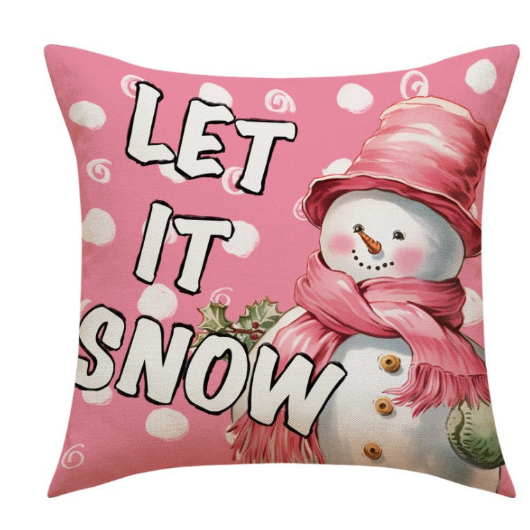 Christmas Pillow Cover - Santa Claus & Snowman Design