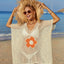 Openwork Flower V-Neck Short Sleeve Cover Up