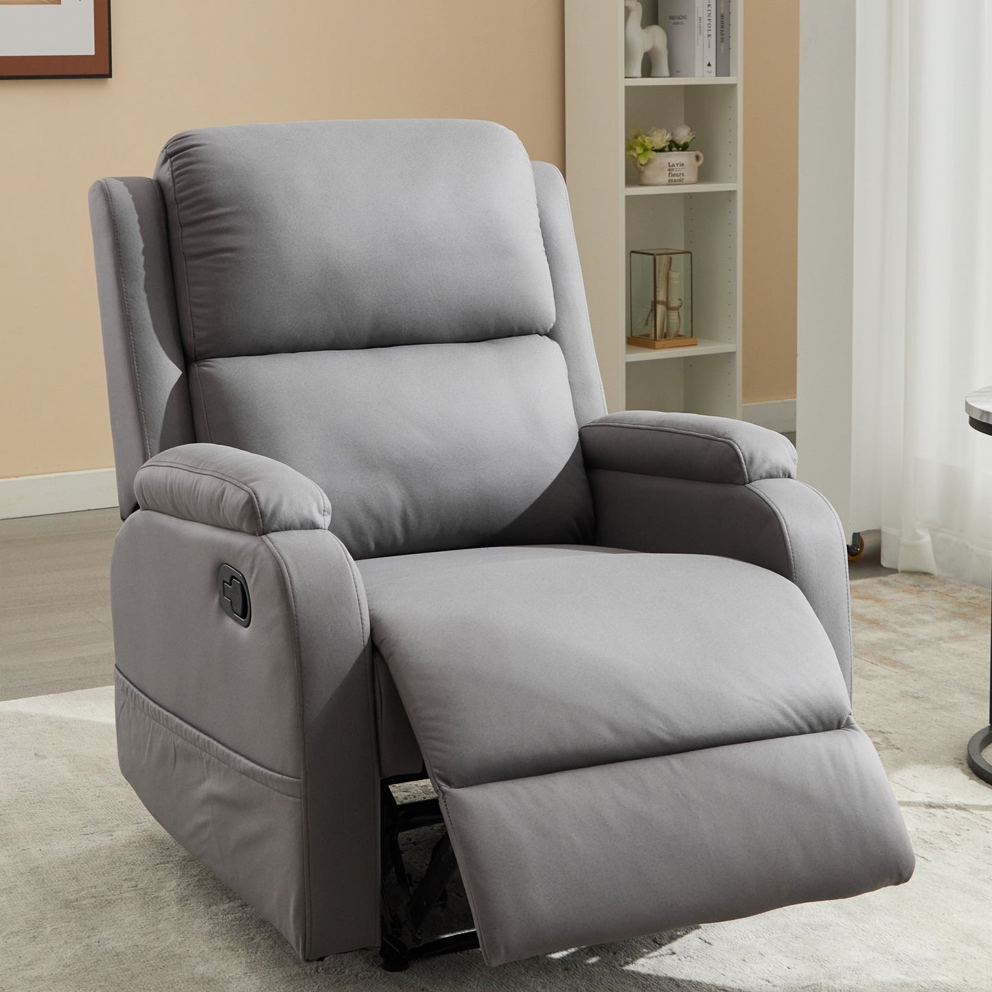 Gray PU Leather Recliner Massage Chair with Adjustable Positions
