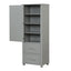 Tall Bathroom Storage Cabinet, Freestanding Storage Cabinet with Two Drawers and Adjustable Shelf, MDF Board , Grey - Korvel