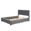 Queen Upholstered Platform Bed with Twin Size Trundle and Two Drawers Grey - Korvel