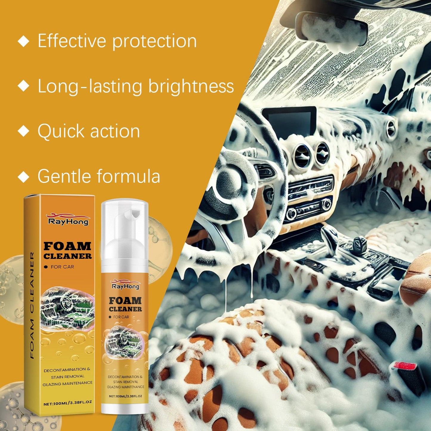 Car Foam Cleaner Car Interior Maintenance Decontamination Waterproof Maintenance Cleaning Foam Agent - Korvel